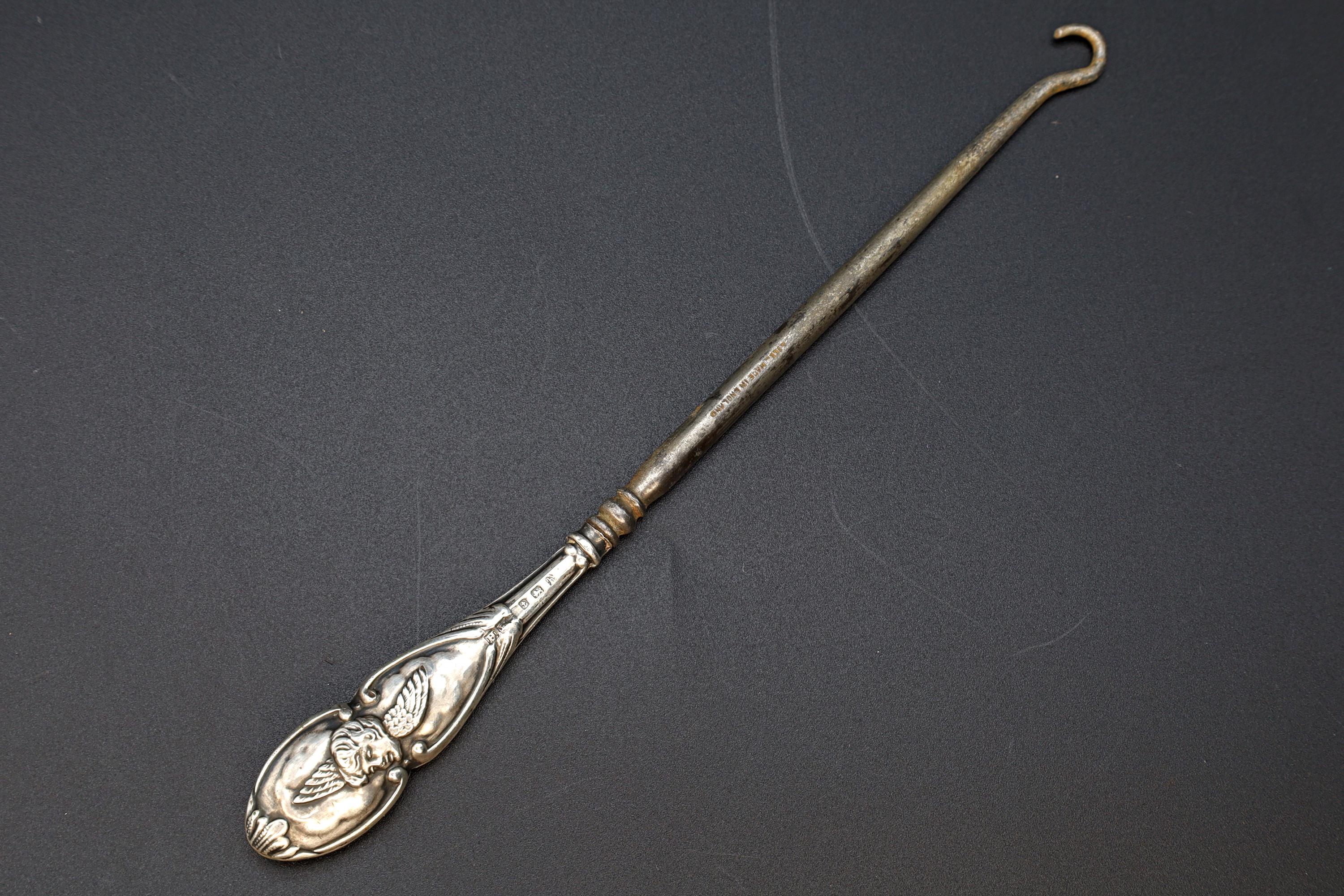 Antique Birmingham 1907 Button Hook, Henry Matthews Art Nouveau Sterling Silver, Edwardian England Dressing Tools, Fashion Accessories