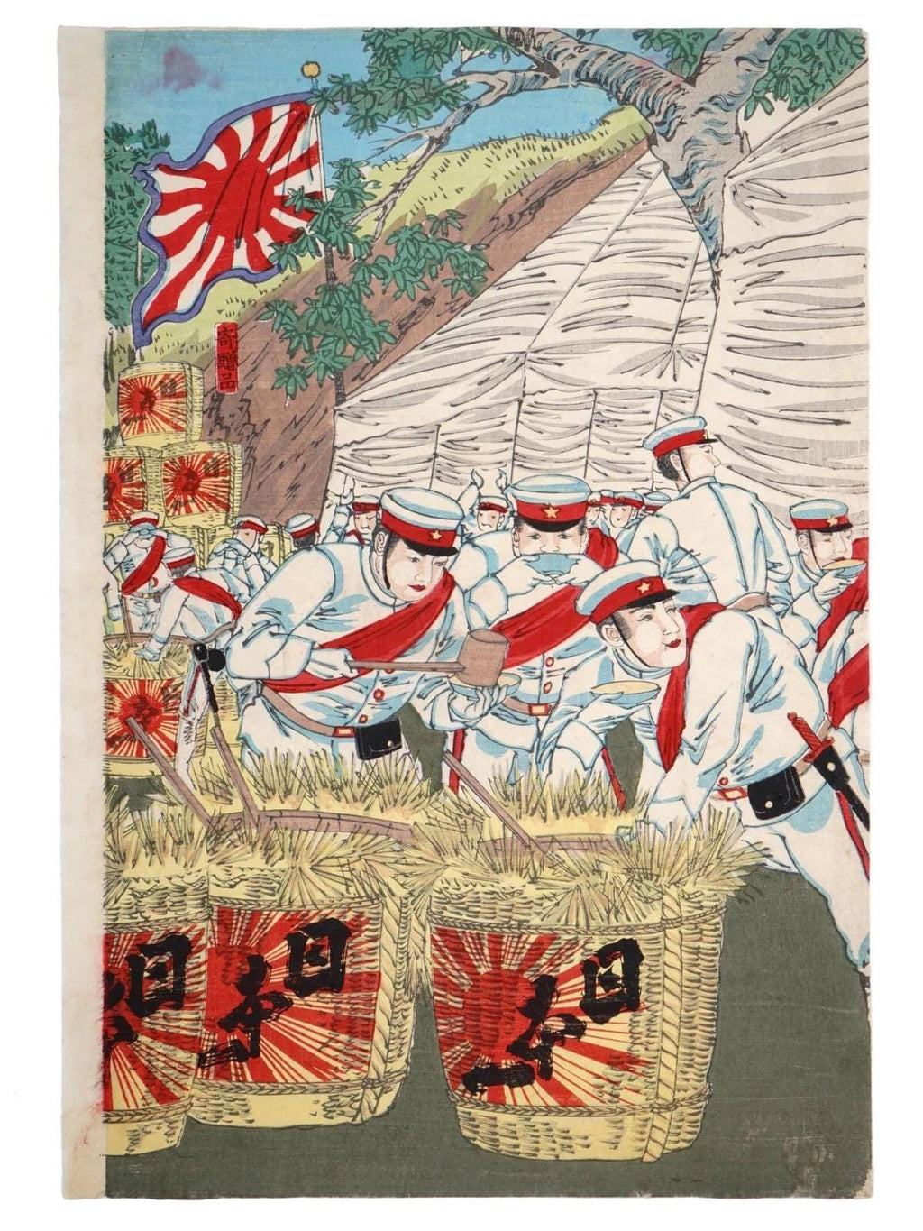 Ukiyoe Art, Nobukazu Yosai 1894 Japanese Meiji Era Senso-e Military Woodblock Triptych, Asian Oriental Art, The First Sino And Japanese War