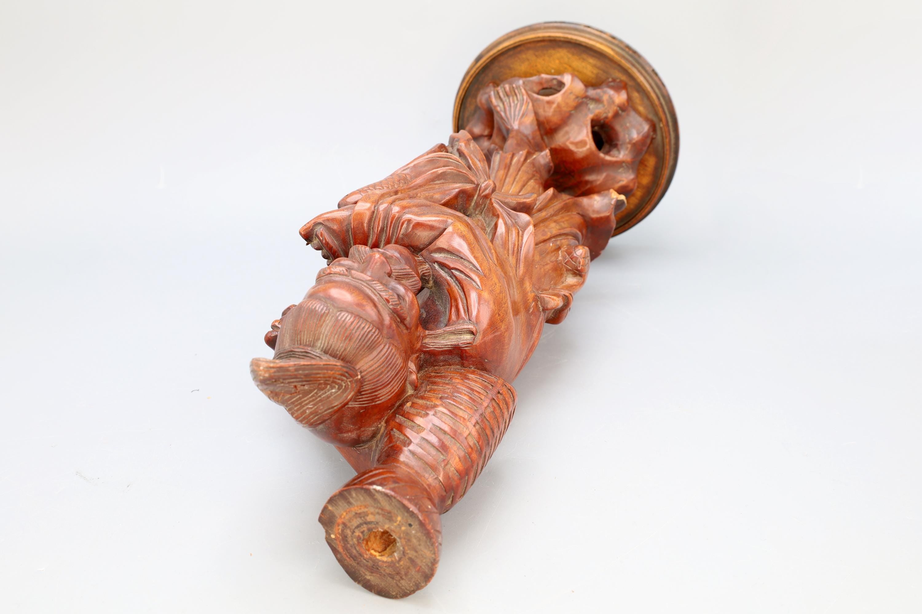 Antique 1910s Japanese Carved Wood Figure Of God Ebisu. Statuette Of An Old Man With Fish And Basket, Oriental Folk Arts And Crafts