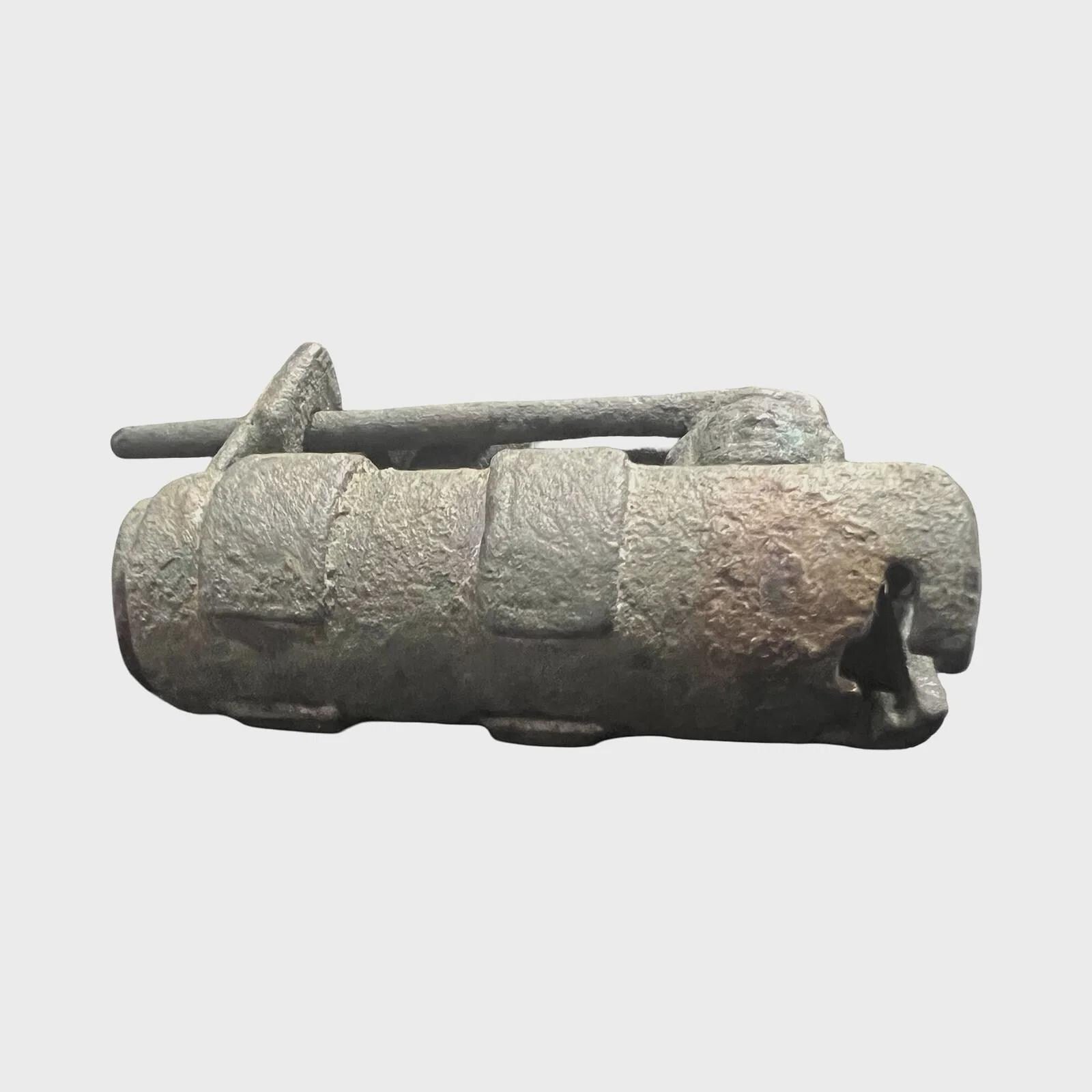 Extremely RARE, Roman Empire Bronze Barrel Padlock Functioning With The Original Key, Dated Between 2nd To 4th Century AD, Ancient Rome
