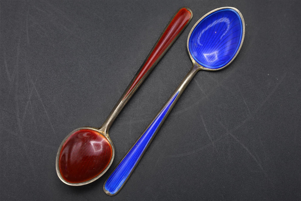 N M Thune Norway, Guilloche And Sterling Coffee Spoons, Scandinavian Flatware, Mid Century Cutlery, Norwegian Flatware Tableware Decor