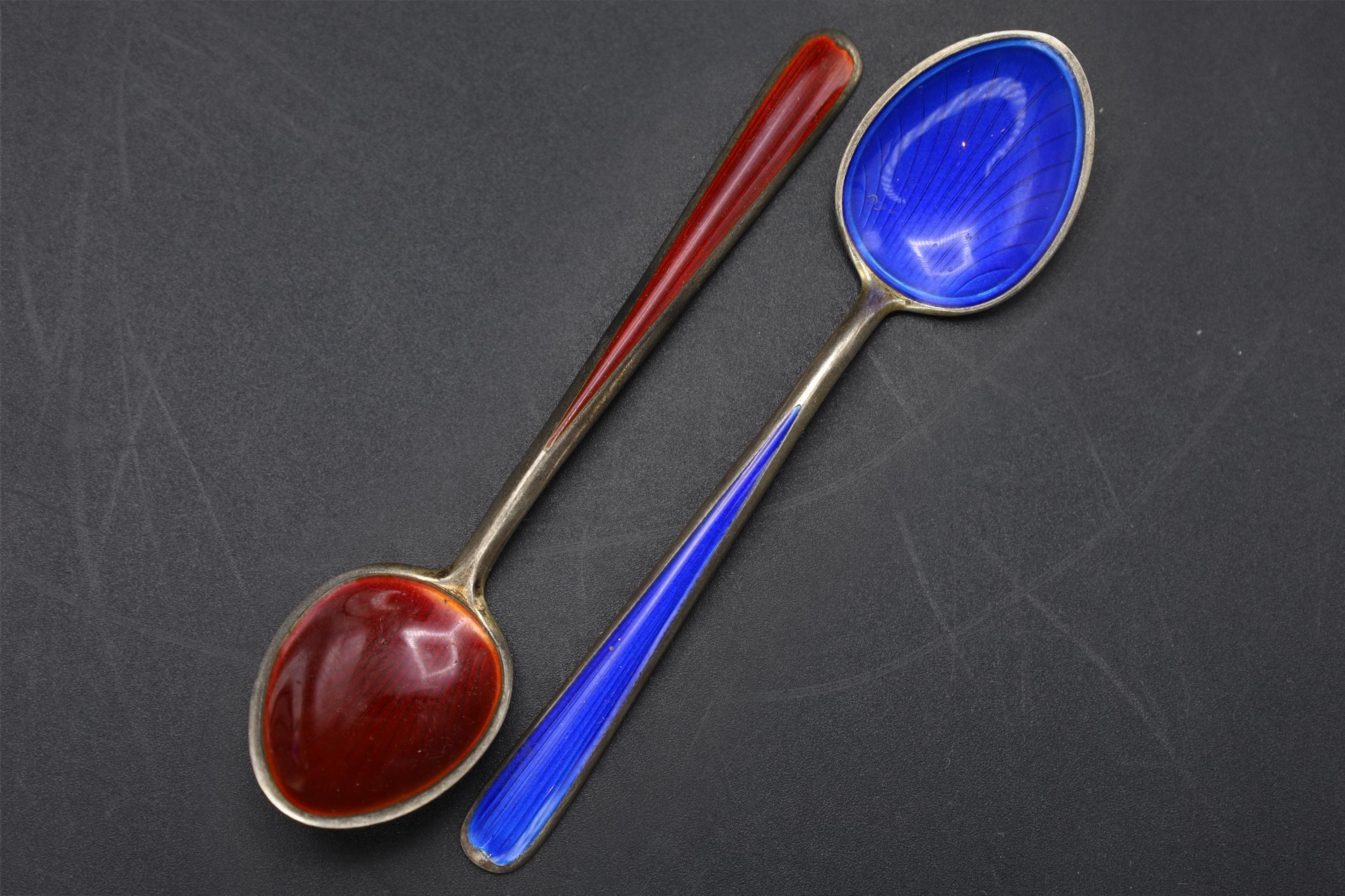N M Thune Norway, Guilloche And Sterling Coffee Spoons, Scandinavian Flatware, Mid Century Cutlery, Norwegian Flatware Tableware Decor