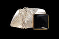 Brutalist Jewelry Brooch Pin, California USA 1980s, Sterling And Black Onyx Cabochon, Modernist Jewelry Art, Retro Fashion Accessories