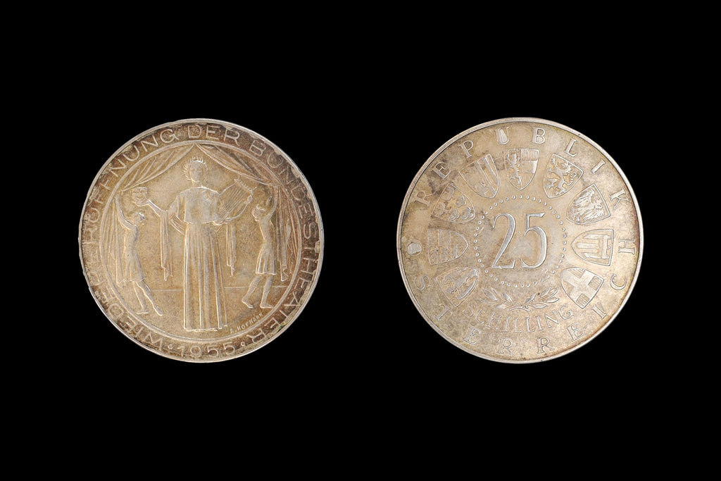 Austria 25 Schilling Silver Coin Of 1955, Reopening Of The National Theater In Vienna, Republik Osterreich Non Circulating Coins Tokens