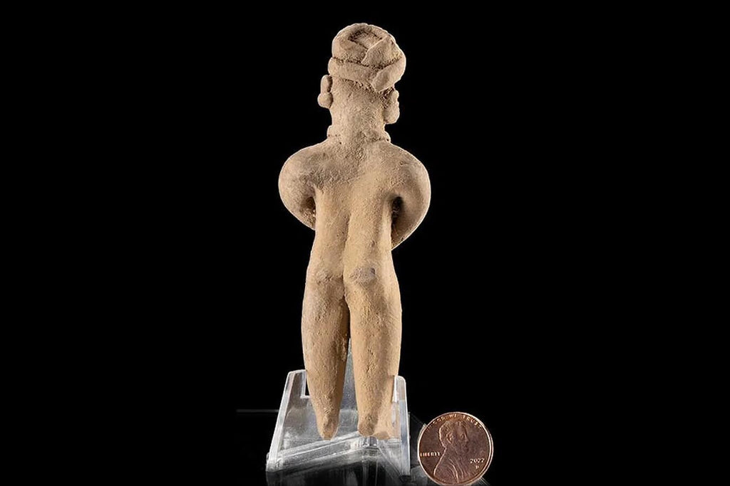 Ancient Pre-Columbian Colima Pottery Standing Male Figure, Full Body Idol Dated Between 200 BCE To 250 AD, Western Mexico, Mesoamerica Art