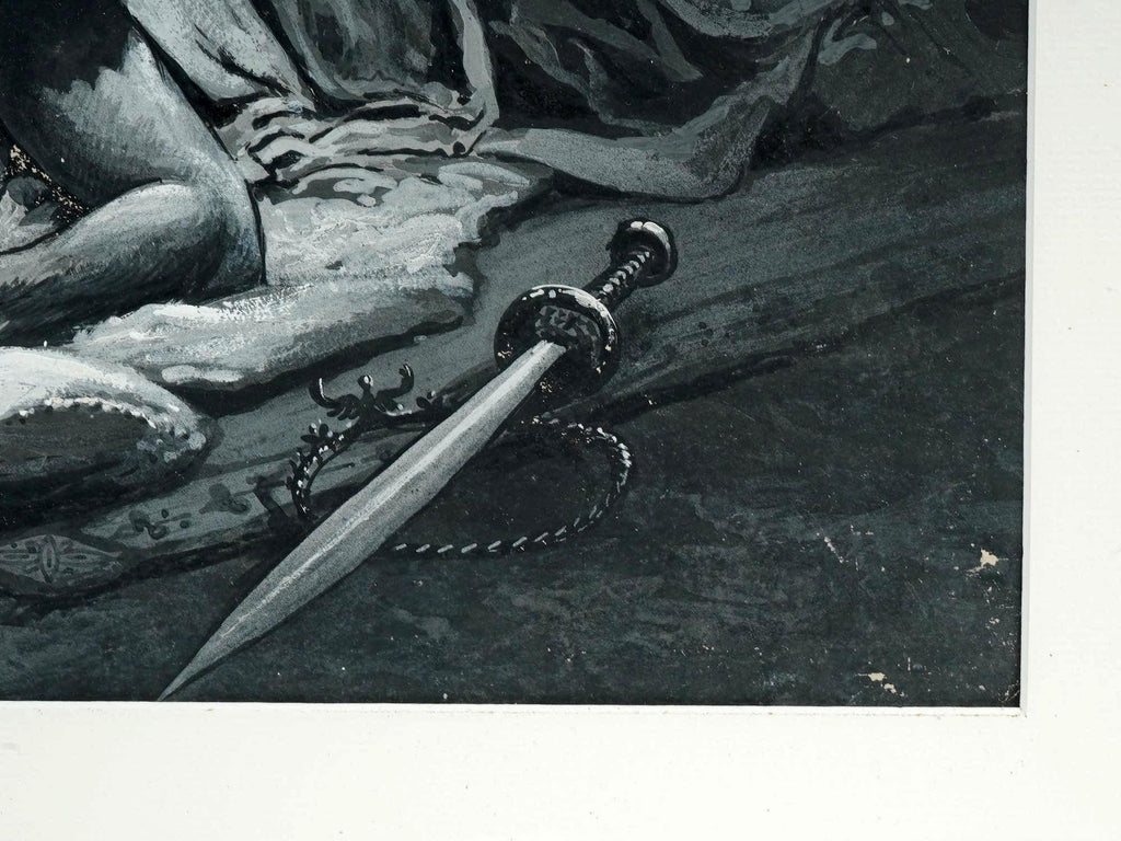 The Death Of Julius Caesar. Attributed To Lancelot Speed, British Artist, Circa 1900s Mixed Media Ink And Gouache And Wash Painting. Framed