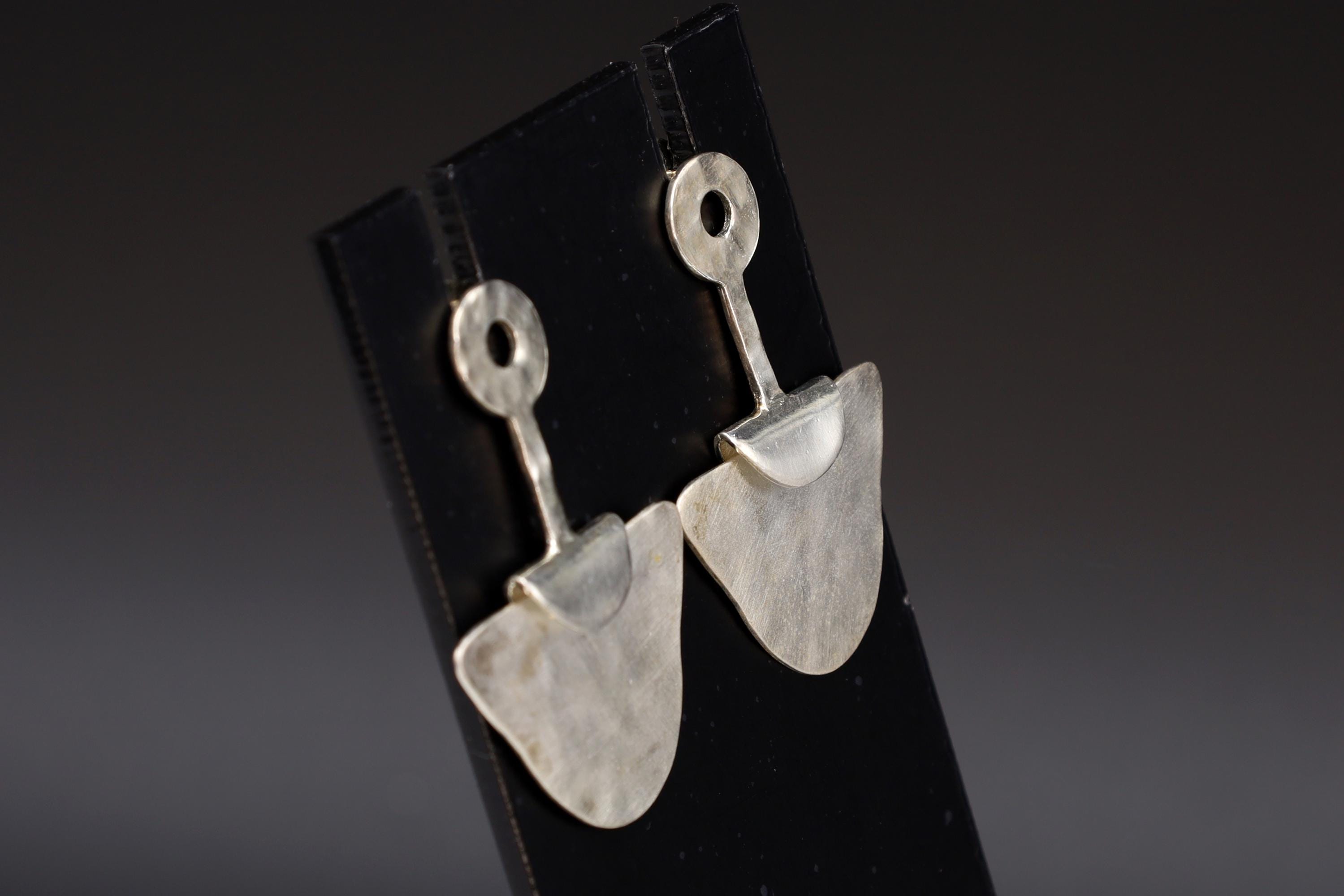 Modernist Abstract Dangle Earrings With An Organic Shape Design, 925 Sterling Silver Handmade Artisan Jewelry