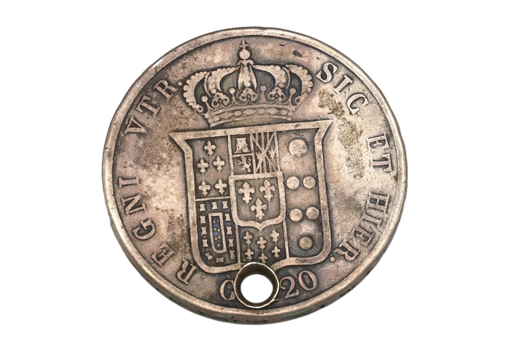 Italian States 120 Grana Of Ducat 1837 Silver Coin. Kingdom Of The Two Sicilies. King Ferdinand II Coinages Mint On Naples 19th Century