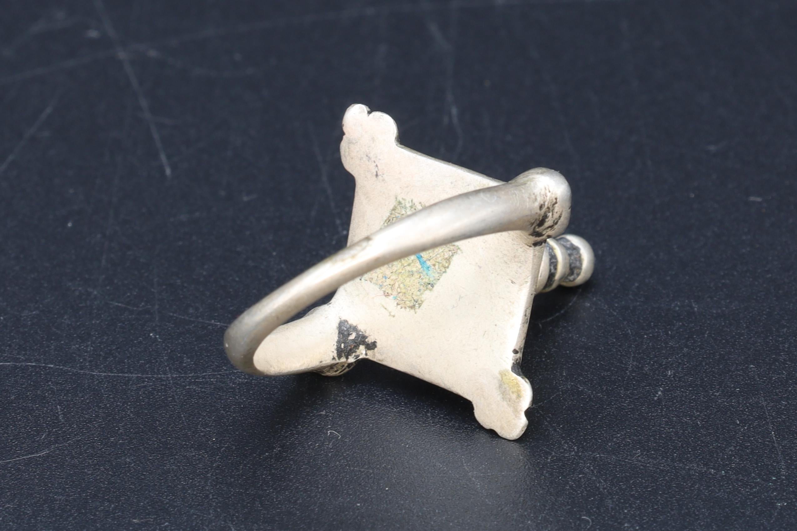 Antique 1920s High Grade Silver Moroccan Berber Hair Ring Size 8, Ethnic Folk Jewelry, Tribal Imazighen North African Amulet Talisman