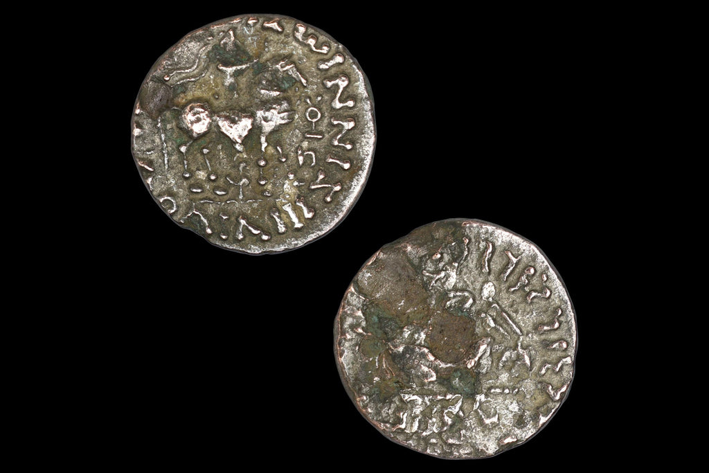 Ancient 1st Century BCE Hellenistic Billon Coin, Indo Scythian Kingdom Of Azes II, Bactria In Central Asia, Numismatics And Collectibles