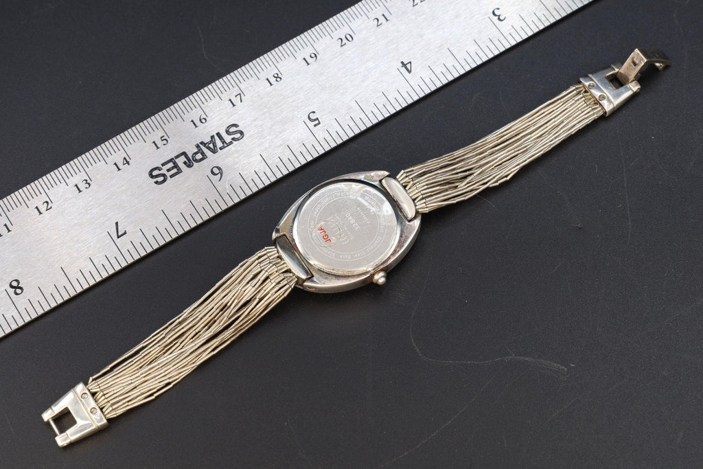Vintage Ecclissi Womens Wrist Watch Clock, Southwestern Liquid Silver Band, 925 Silver Watch With Mother Of Pearl Dial, Fashion Accessories