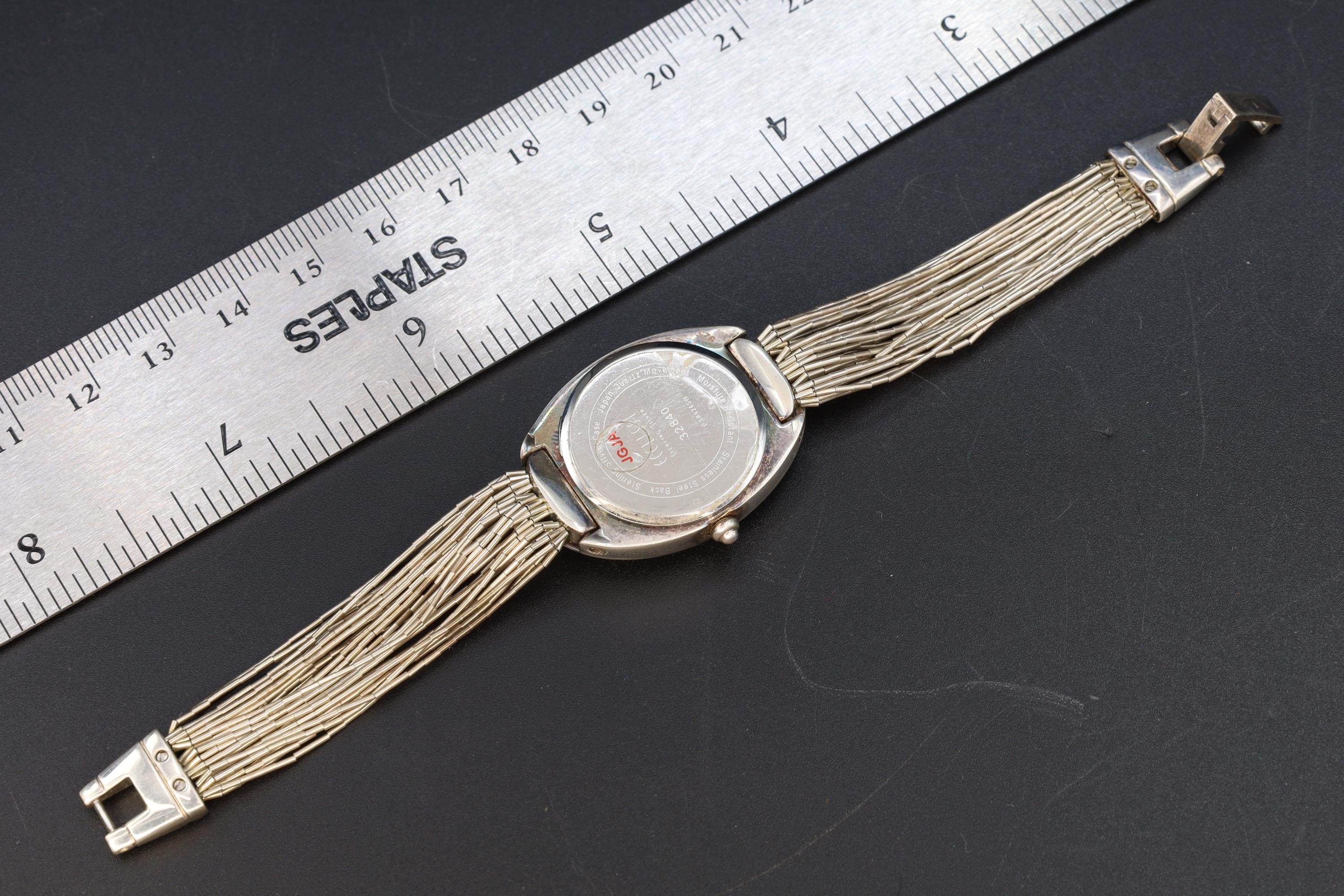 Vintage Ecclissi Womens Wrist Watch Clock, Southwestern Liquid Silver Band, 925 Silver Watch With Mother Of Pearl Dial, Fashion Accessories