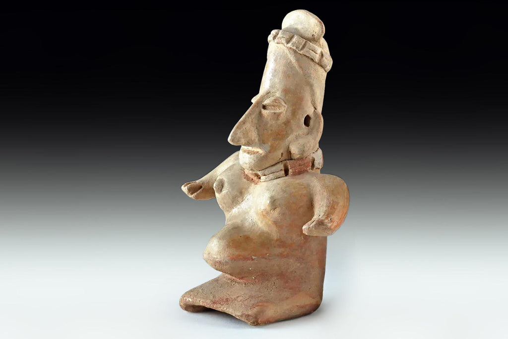 Ancient Ameca Style, Pre-Columbian Ceramic Figure Of A Pregnant Woman. West Mexico, Jalisco Shaft Tomb, Circa 300 BCE To 300 AD Antiquities
