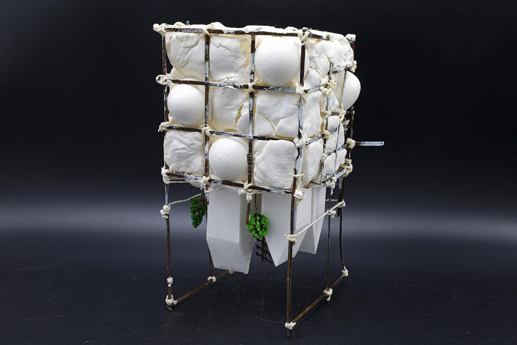 Small Landscape in the Anthropocene, Architecture Model, Ecology Propaganda, Recycled Trash Art, Figurine Sculpture, Mixed Media Assemblage