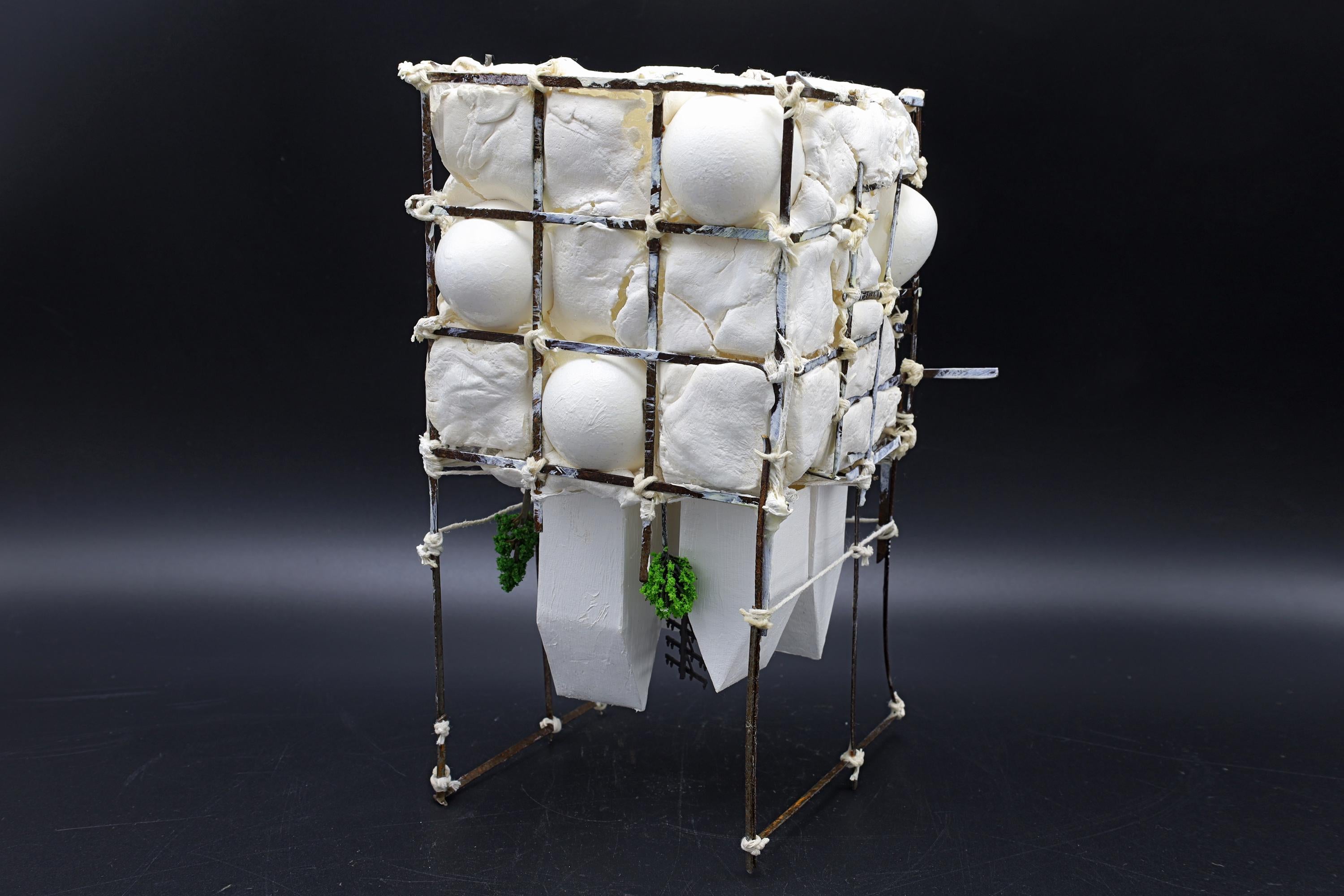 Small Landscape in the Anthropocene, Architecture Model, Ecology Propaganda, Recycled Trash Art, Figurine Sculpture, Mixed Media Assemblage