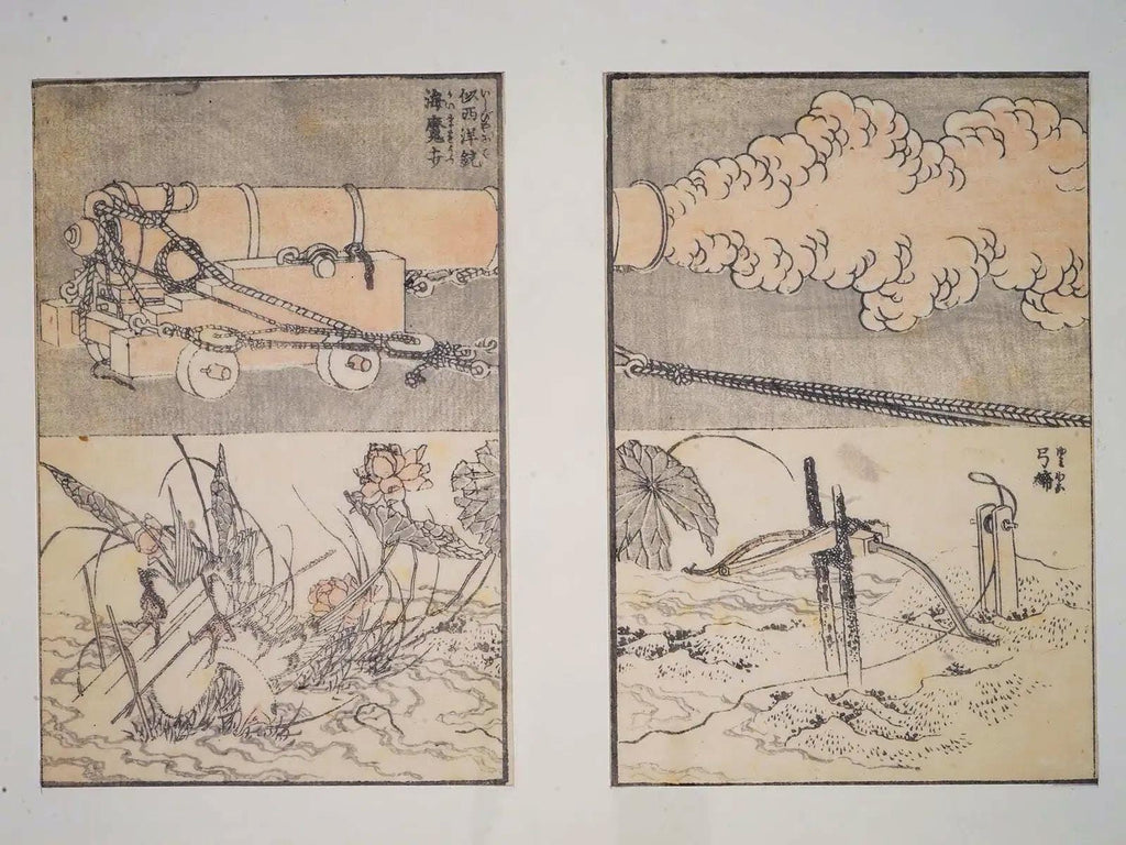 Katsushika Hokusai, Antique 1860 Rare Woodblock Art Print, Firearms Militaria, Japanese Edo Era Artworks And Publications, Oriental Art