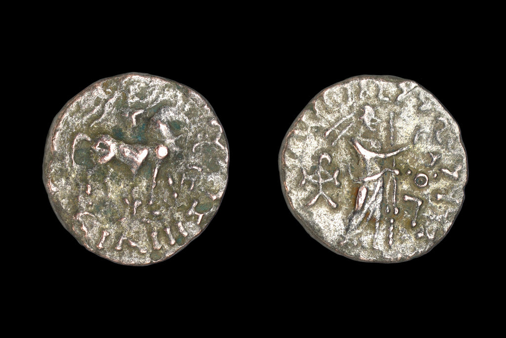 Ancient 1st Century BCE Hellenistic Billon Coin, Indo Scythian Kingdom Of Azes II, Bactria In Central Asia, Numismatics And Collectibles