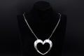 Bernhard Hertz Jewelry, Vintage Mid Century Modernist HEART Pendant Necklace With Handmade Slim Clip Chain, 925 Sterling Silver, Denmark