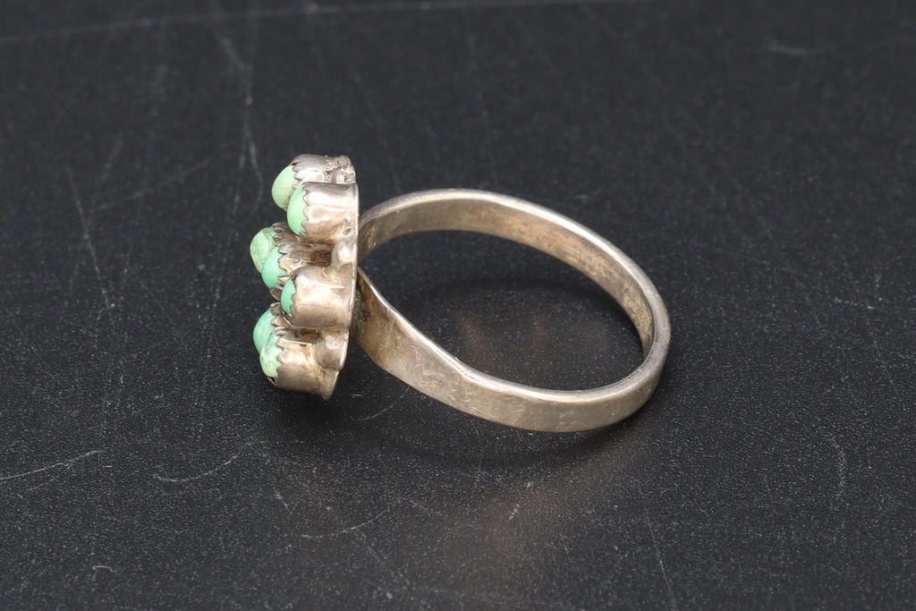 Turquoise Ring Size 7 USA Charts, Snake Eyes Multi Stone, Southwestern Americana Fashion Accessories, Navajo Zuni Style Jewelry