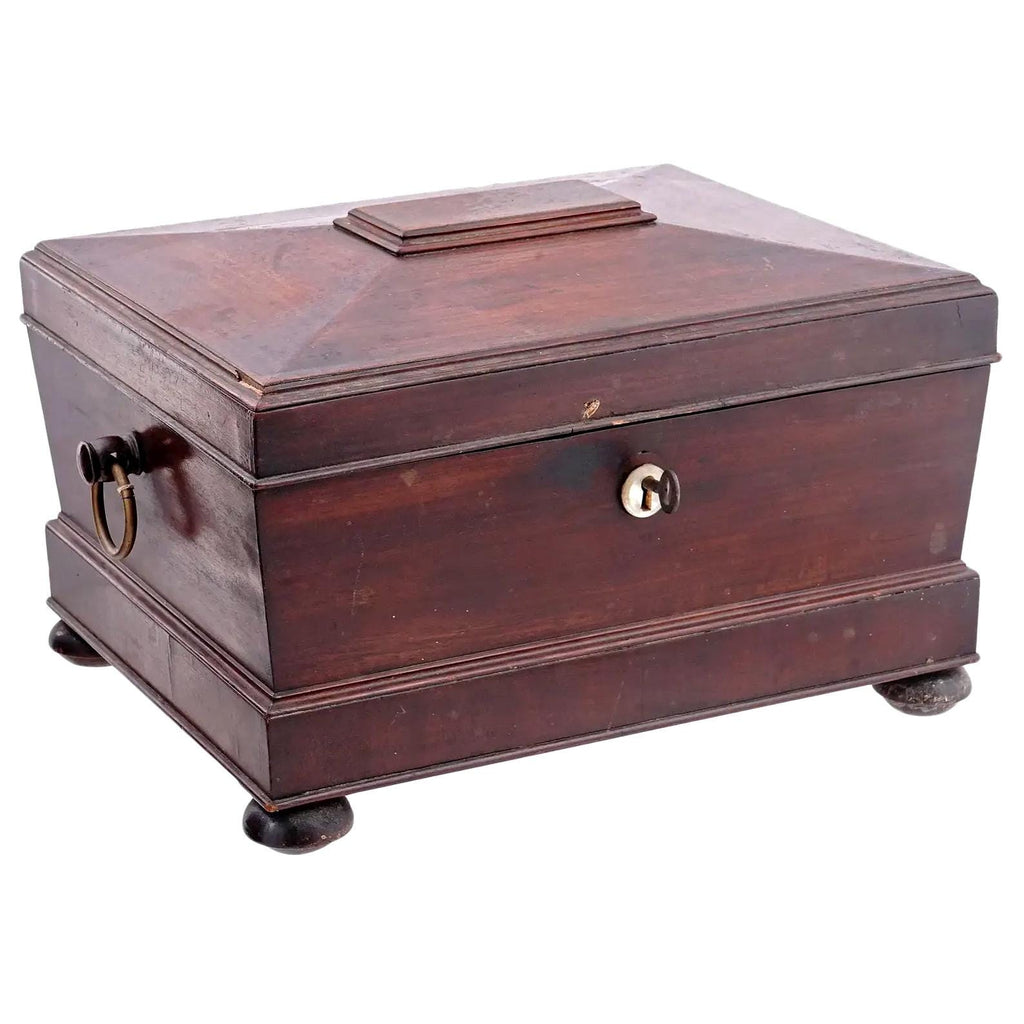 Antique 19th Century Legged And Lidded Wooden Jewelry Chest Box, France, Furniture Accessories, European Small Storage
