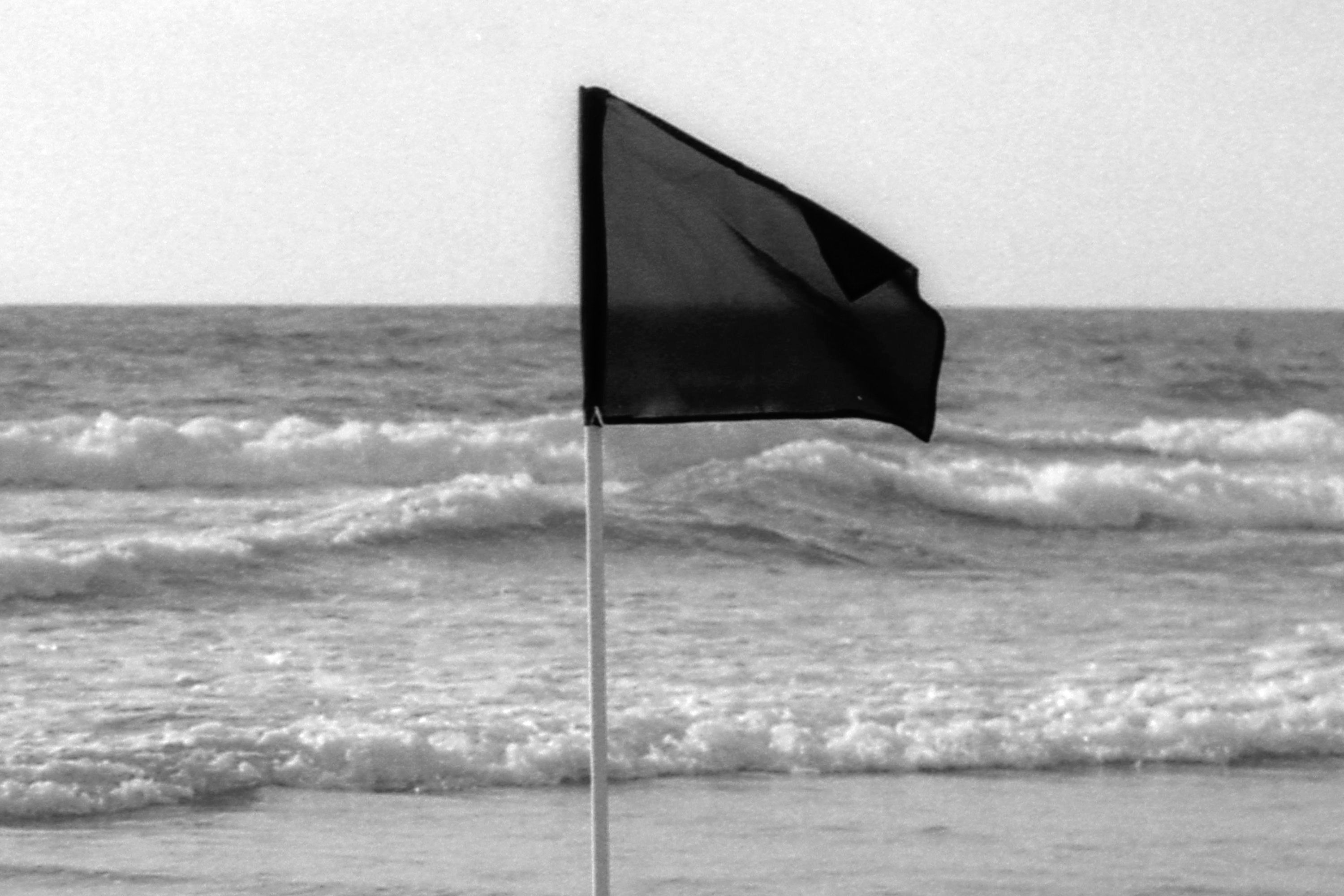 The Beach Guardian And Her Pet Dog, Rasko Beach Near Emek Hefer, Netanya Israel, Ilford Black And White Film 35mm Analogue Photography Print