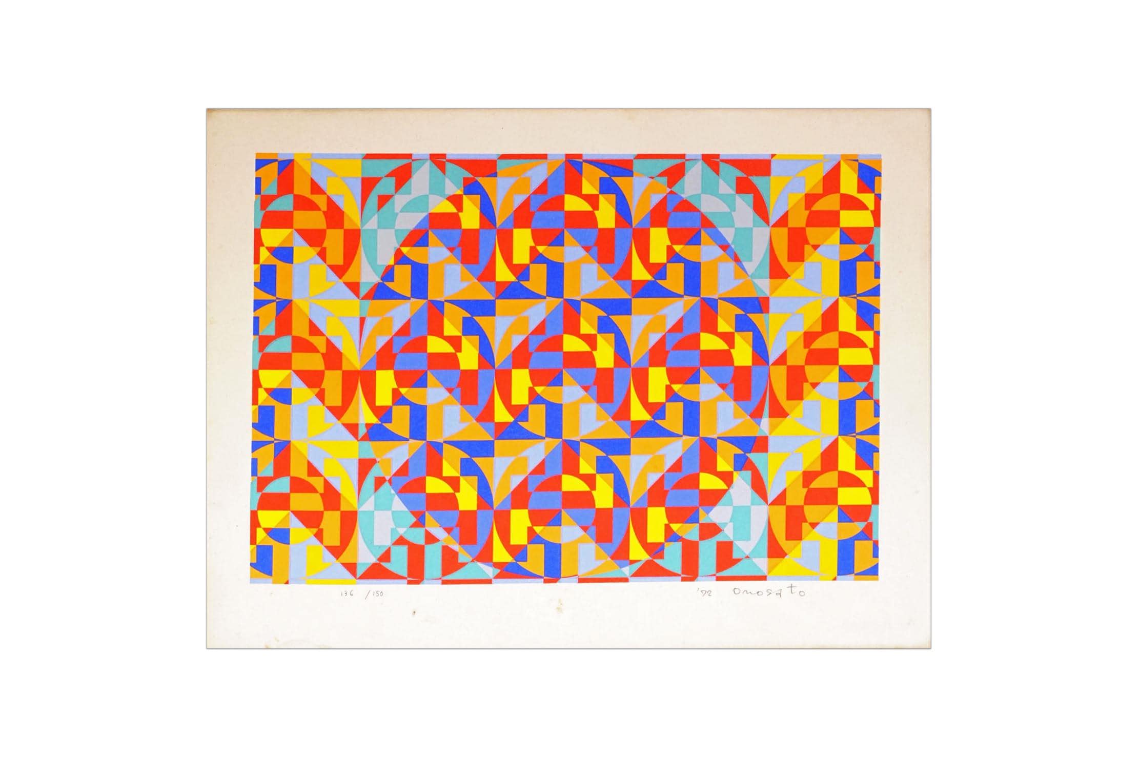 Toshinobu Onosato, Limited Edition Color Serigraph On Paper Depicting A Geometrical Abstract Composition, 1972. Signed And Dated In Pencil