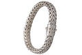 Extra Long, XL Braided Chain Bracelet For Men, 925 Sterling Silver And Pave Clear Diamonds, Vintage Jewelry Tested
