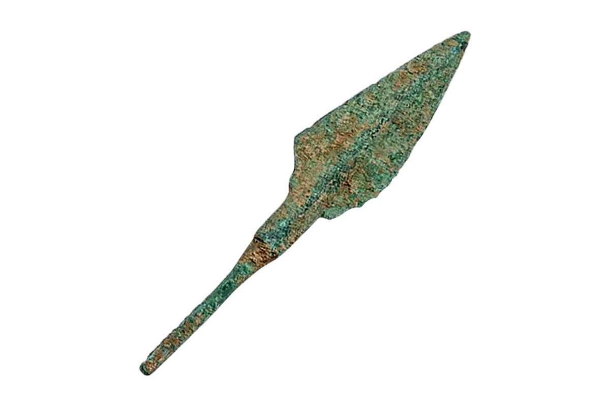 Ancient Luristan Bronze Spear Point From Around 1200 To 800 BCE, Near Eastern Antiquities And Militaria Collectibles, Primitive Spearheads