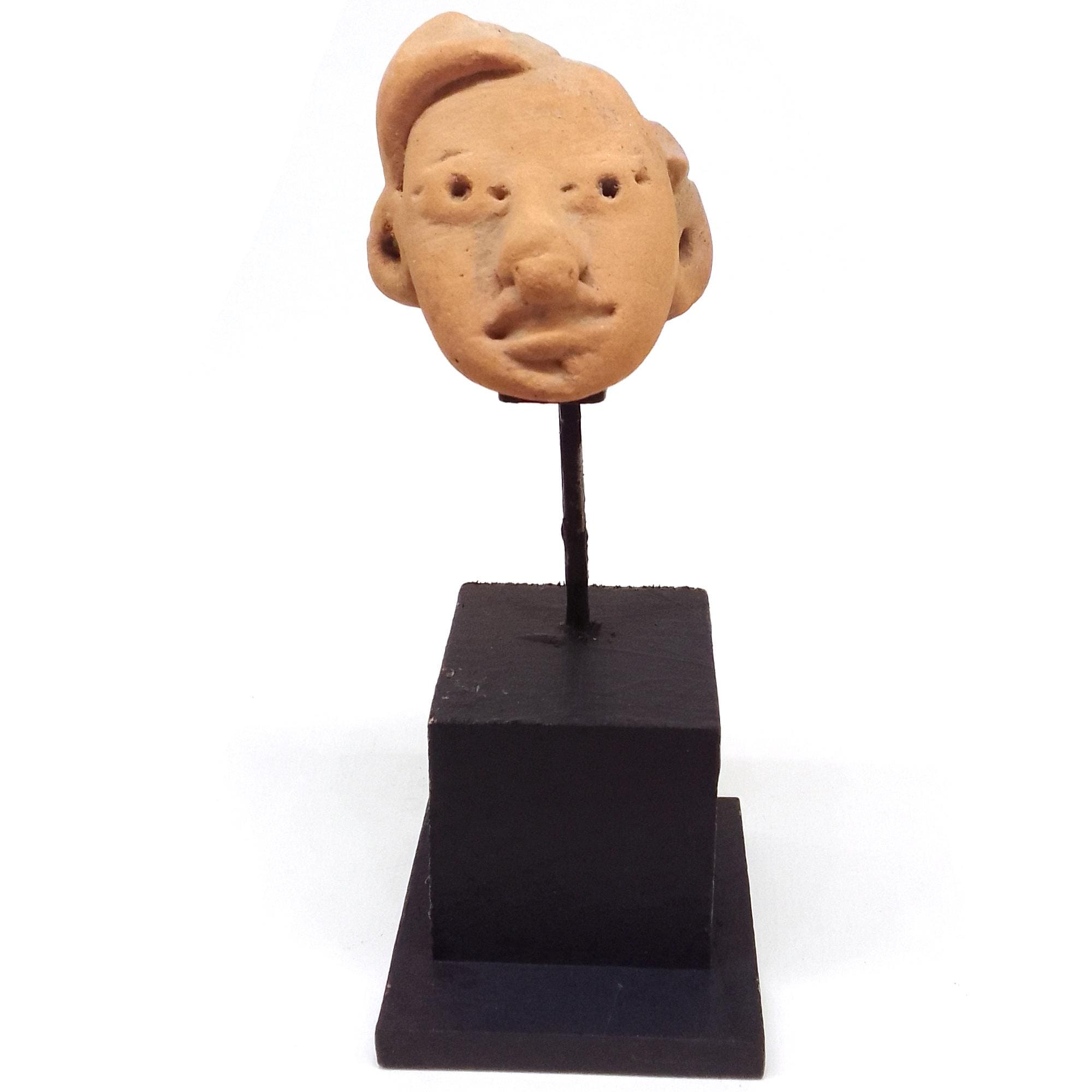 Ancient Huastec Head Figure Orange Pottery, Circa 300 AD Panuco River Style, Veracruz PreColumbian Ceramic Idol Figure, Prehispanic Mexico