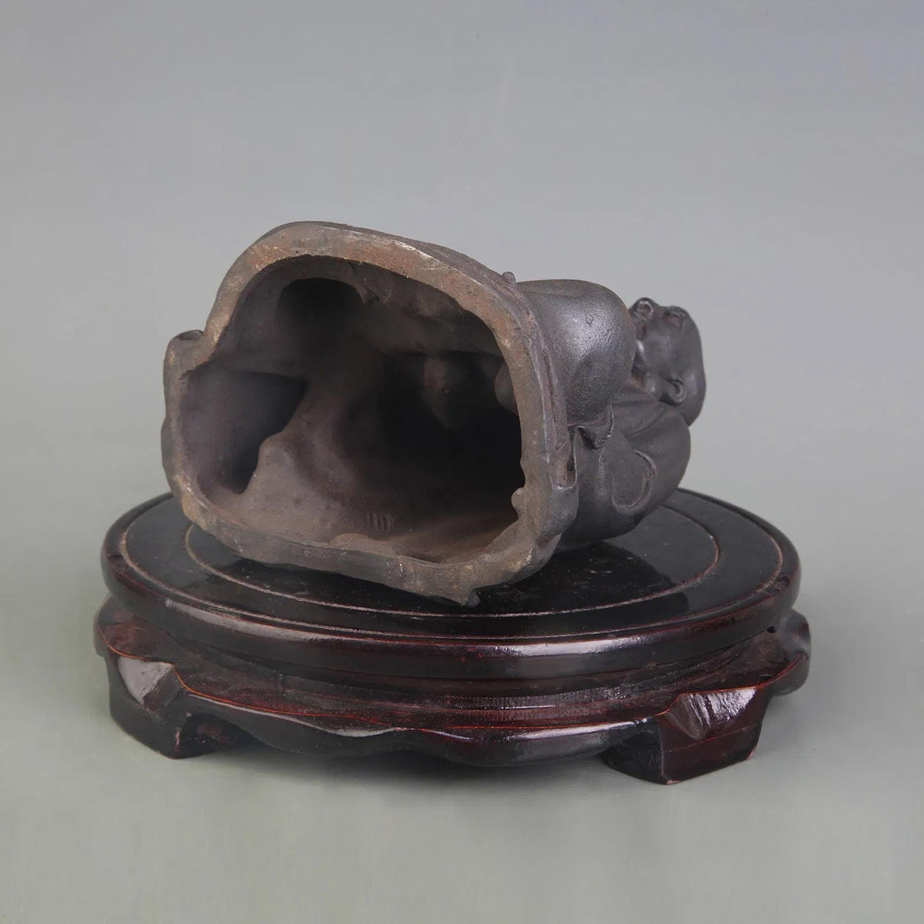 Arhat, Buddhist Monk In Meditation, Cast Bronze, Dated As Early 20th Century, Late Qing Dynasty Or Republic Period. Oriental Sculpture Art