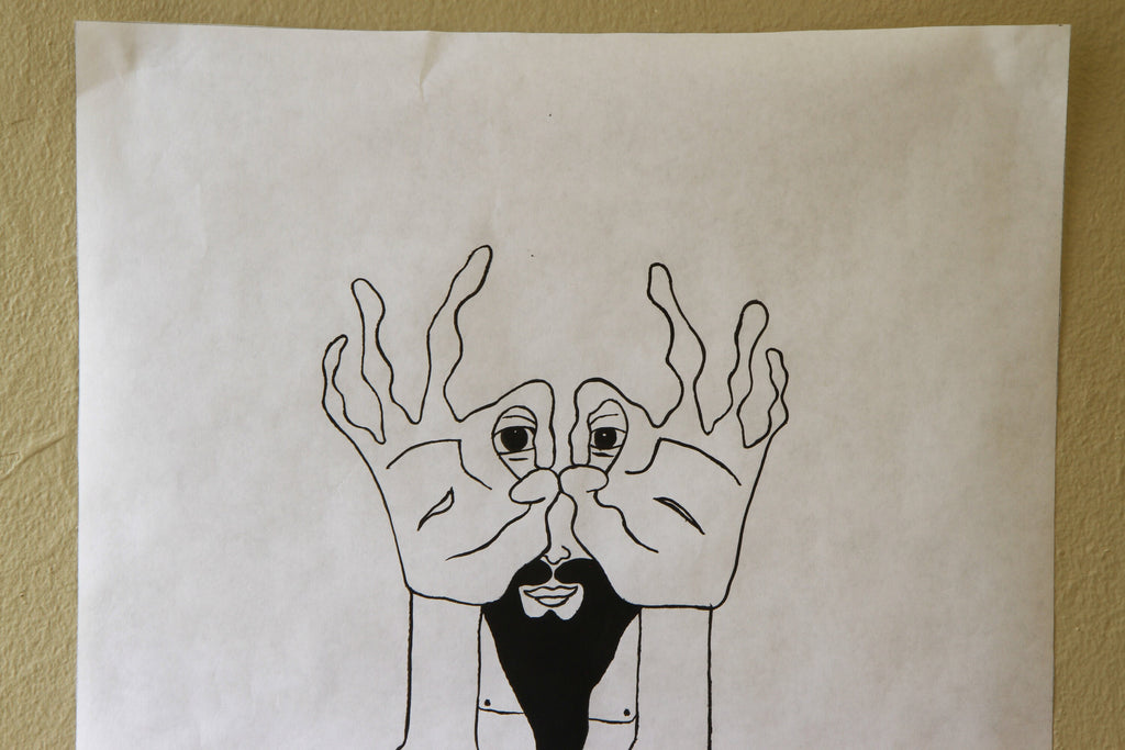 My Watching Is You, Christian Shepherd, Simple Minimalist Lineal Drawings, Black and White Acrylic Painting, Contemporary Latin Art