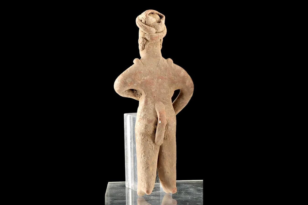 Ancient Pre Columbian Colima Pottery Standing Female Figure, Full Body Idol Dated Between 100 BCE To 250 AD, Western Mexico, Mesoamerica Art