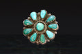 Turquoise Stone Ring Size 6 3/4 USA Charts, Dandelions Flower, Southwestern Americana Fashion Accessories, Navajo Zuni Style Jewelry