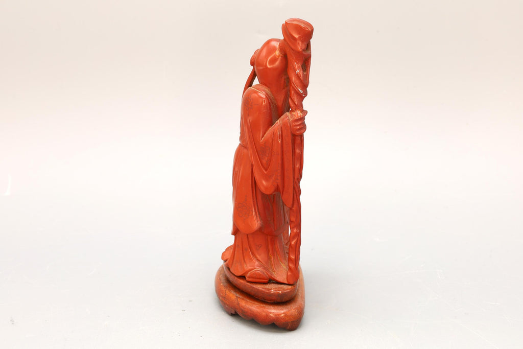 Japanese Hand Carved Wood Figure With An Old Scholar And A Young Companion Student, A Child Pupil, Buddhist Oriental Arts And Crafts