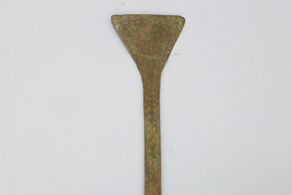 Antique Late 19th Century West African Ceremonial Spoon, Ashanti Peoples, Ghana, Hammered Brass, Victorian Era Colonial African States