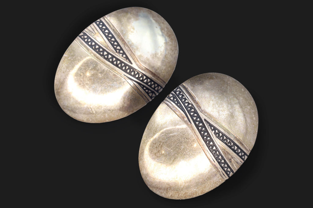 SyB Sandra Baker 1980s Large Stud Earrings, Navajo Ceramic Pot Shaped Studs, Southwestern Americana Folk Jewelry
