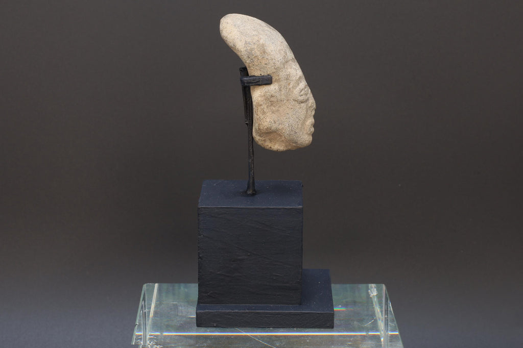 Ancient Pre-Columbian Tumaco Terracotta, La Tolita Pottery Head Fragment Dated As Circa 300 BCE, Prehispanic South America Art Antiquities
