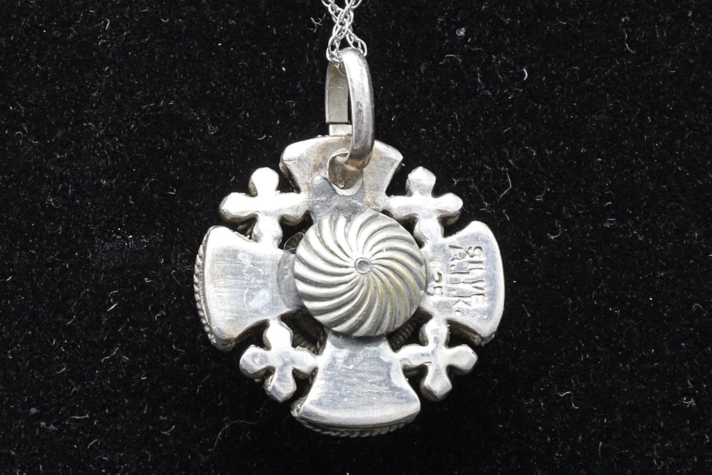Jerusalem Cross Pendant Necklace, Crusaders Maltese Cross, 835 Silver Jewelry, Holy Land, Israel, Palestine, Vintage 1950s Accessories