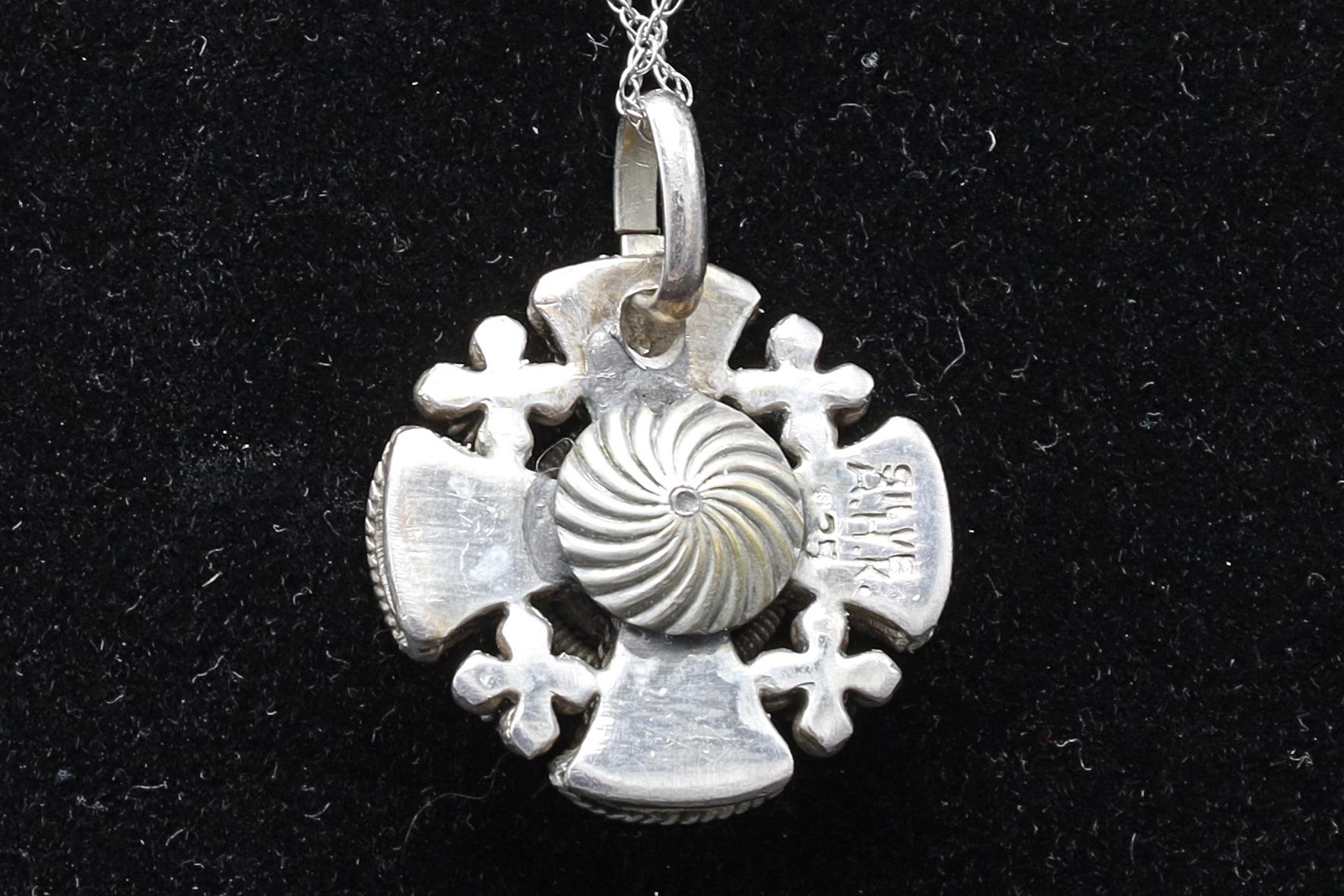 Jerusalem Cross Pendant Necklace, Crusaders Maltese Cross, 835 Silver Jewelry, Holy Land, Israel, Palestine, Vintage 1950s Accessories