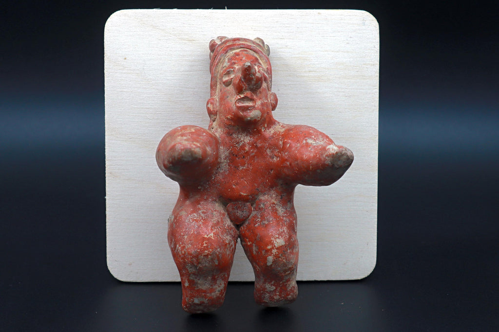Ancient Pre Columbian Nayarit Pottery Female Crawling Child Figure, Chinesco Type 300 BCE to 300 AD, West Mexico, Mesoamerican Burial Art