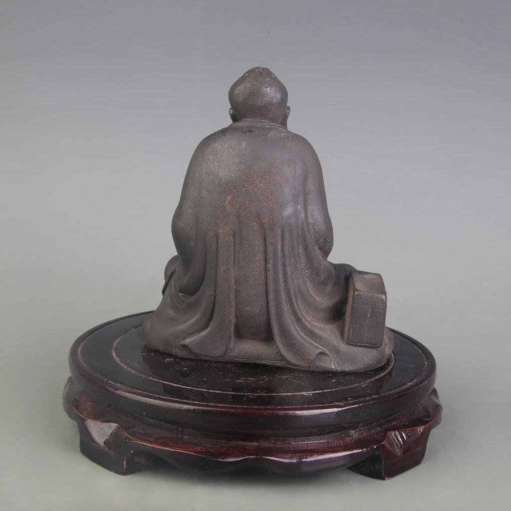 Arhat, Buddhist Monk In Meditation, Cast Bronze, Dated As Early 20th Century, Late Qing Dynasty Or Republic Period. Oriental Sculpture Art