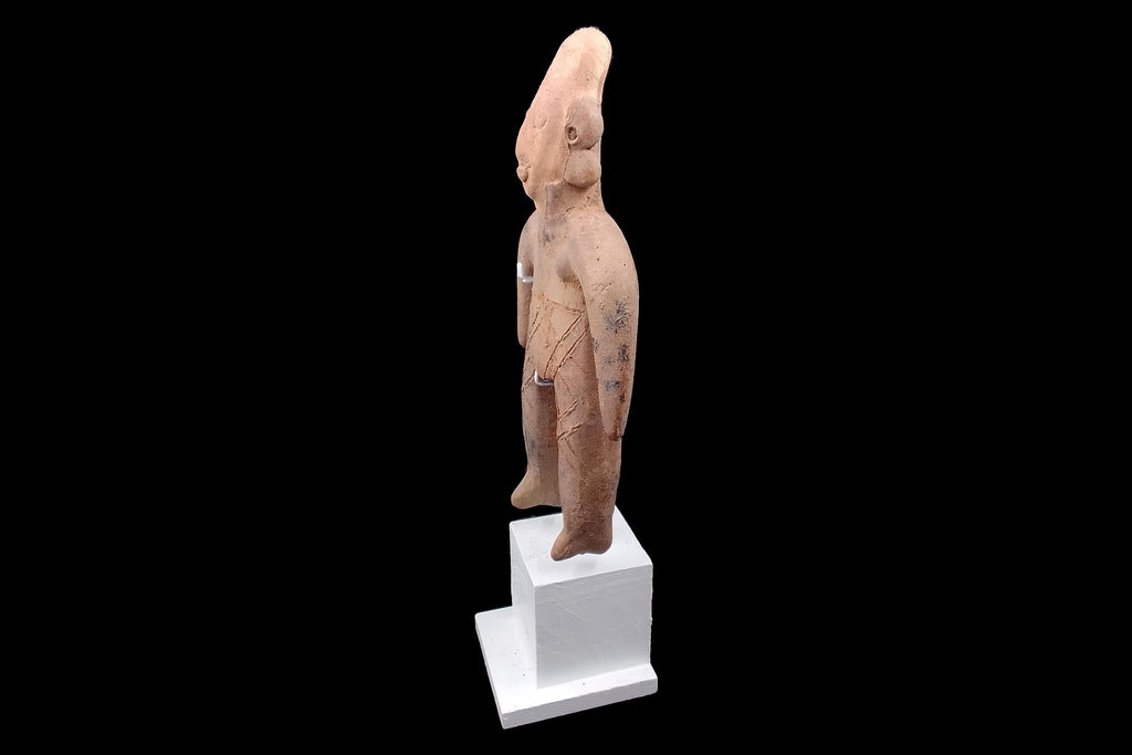 Ancient Pre Columbian Colima Pottery Standing Female Figure, Full Body Idol Dated As Between 100BC To 250AD, Western Mexico, Mesoamerica Art