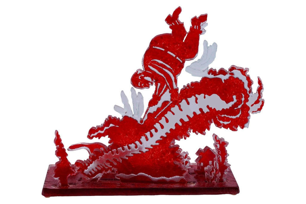 Allegra Marquart, A Contemporary American Sculpture Hand Signed And Signed, Knick Knack Spine, Sandblasted Ruby Red Cut And Assembled Glass