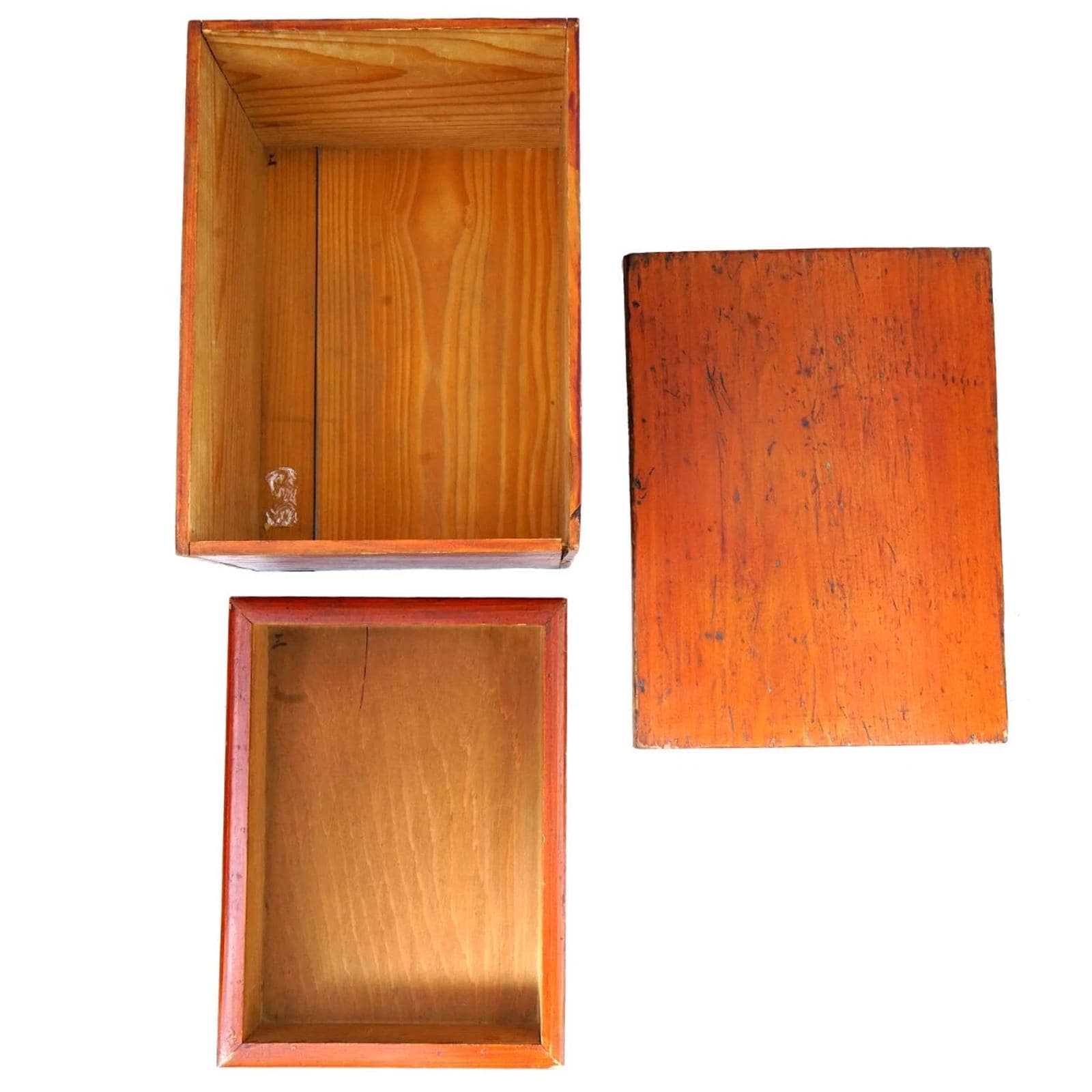 Antique 1920s Taisho Japan Lidded Bento Wooden Box, Farmers Chest, Medium Size Storage Case, Hamper With Top Lid, Dry Food Nuts Container
