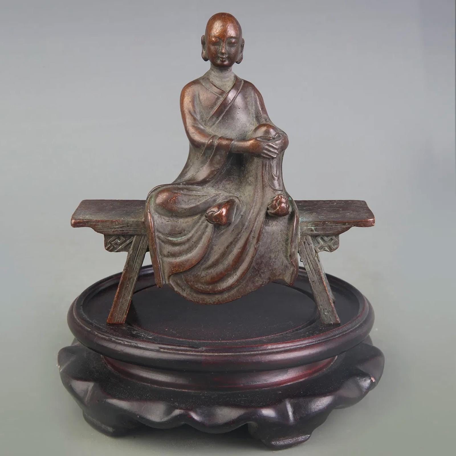 Amitabha Buddha Sitting On The Bench Enshrine, Meditating Bodhisattva, Early 20th Century Republic Period. Oriental Sculpture Art