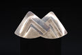 Large Modernist Stud Earrings With A Triangle Geometric Shape And Tribal Design, 925 Sterling Silver, Handmade Artisan Jewelry Art