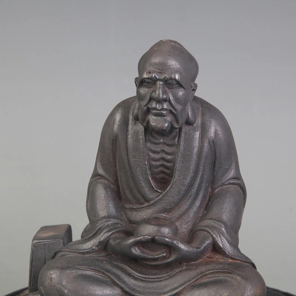 Arhat, Buddhist Monk In Meditation, Cast Bronze, Dated As Early 20th Century, Late Qing Dynasty Or Republic Period. Oriental Sculpture Art