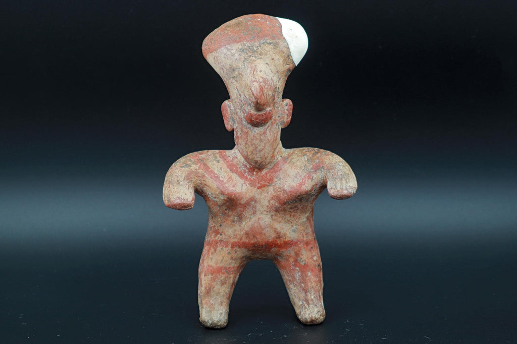 Ancient Pre Columbian Nayarit Pottery Art, Full Body Female Figure, Chinesco Type 300 BCE to 300 AD, West Mexico, Mesoamerican Burial Idol
