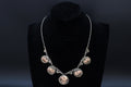 Art Deco Egypt Bib Necklace, 900 Silver And Rose Gold Wash, Filigree Wirework Medallions, Middle East And North African Fashion Accessories