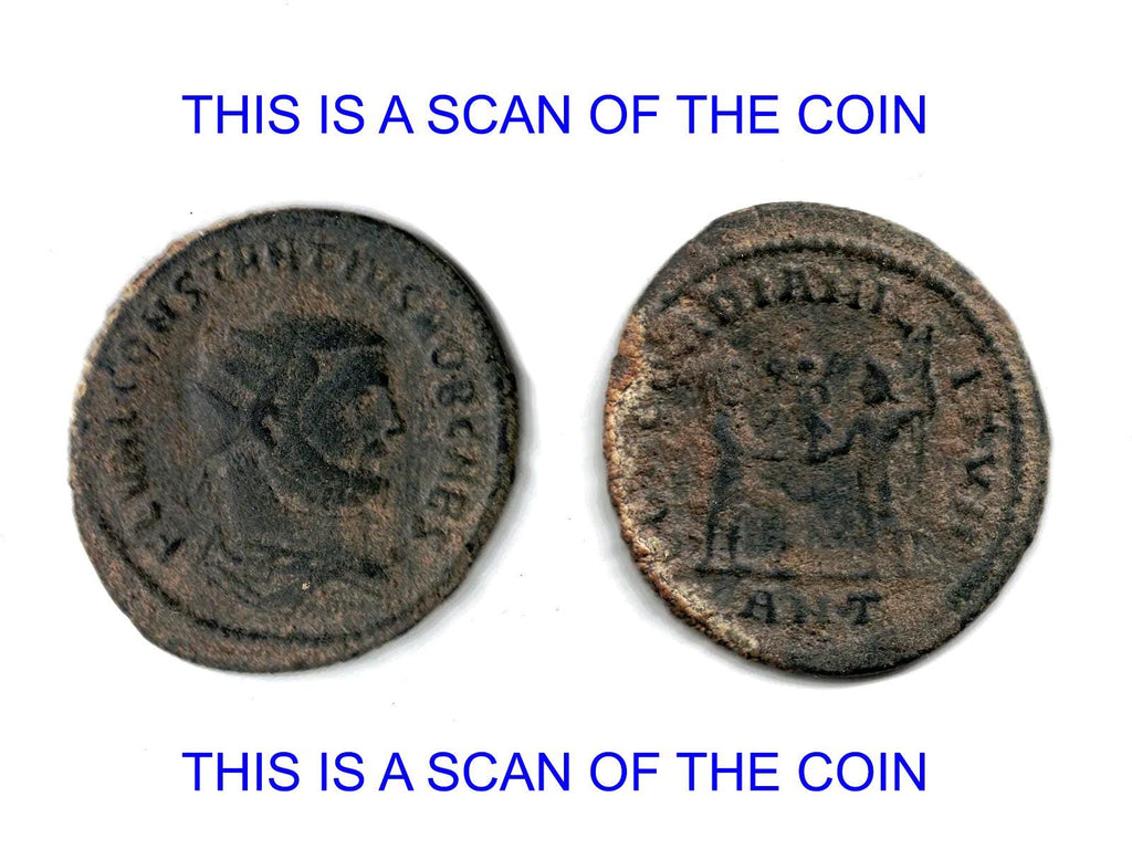 Ancient Roman Empire Bronze Coin, Emperor Constantius I Concordia Militum, 3rd Century AD, Numismatics Historical Collectibles